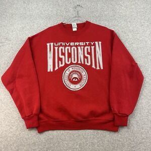 Vintage University of Wisconsin Badgers‎ Sweatshirt Men's XL Red 90s Galt Sand